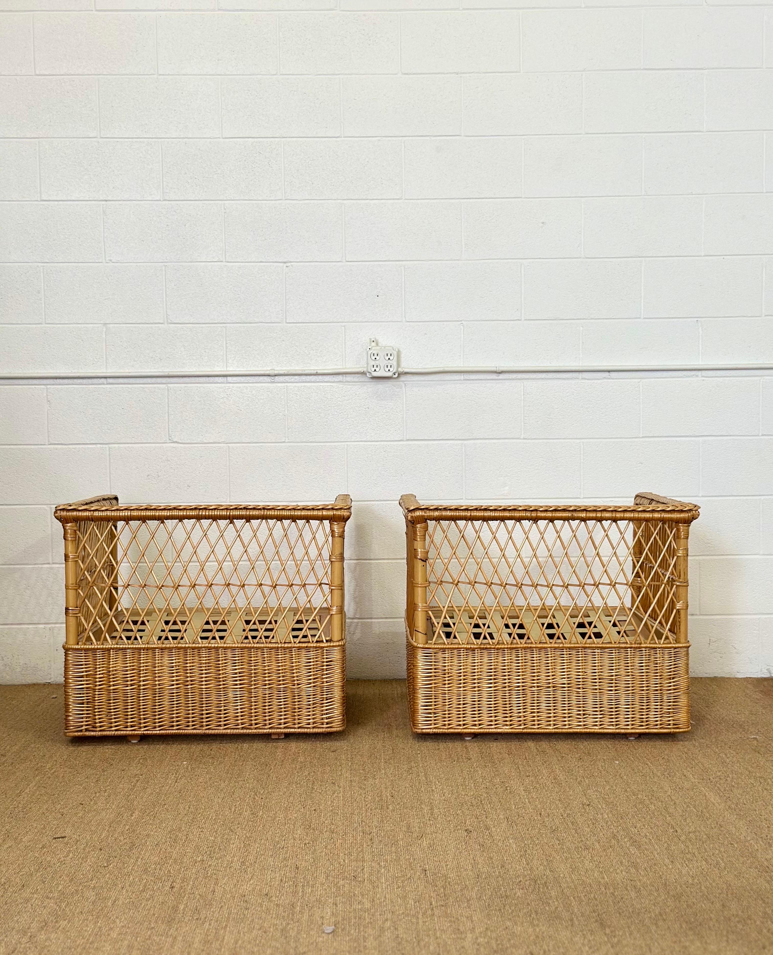 Vintage McGuire Rattan Wicker Case Lounge Chairs & Ottomans - Ein Satz von 4 im Angebot 2