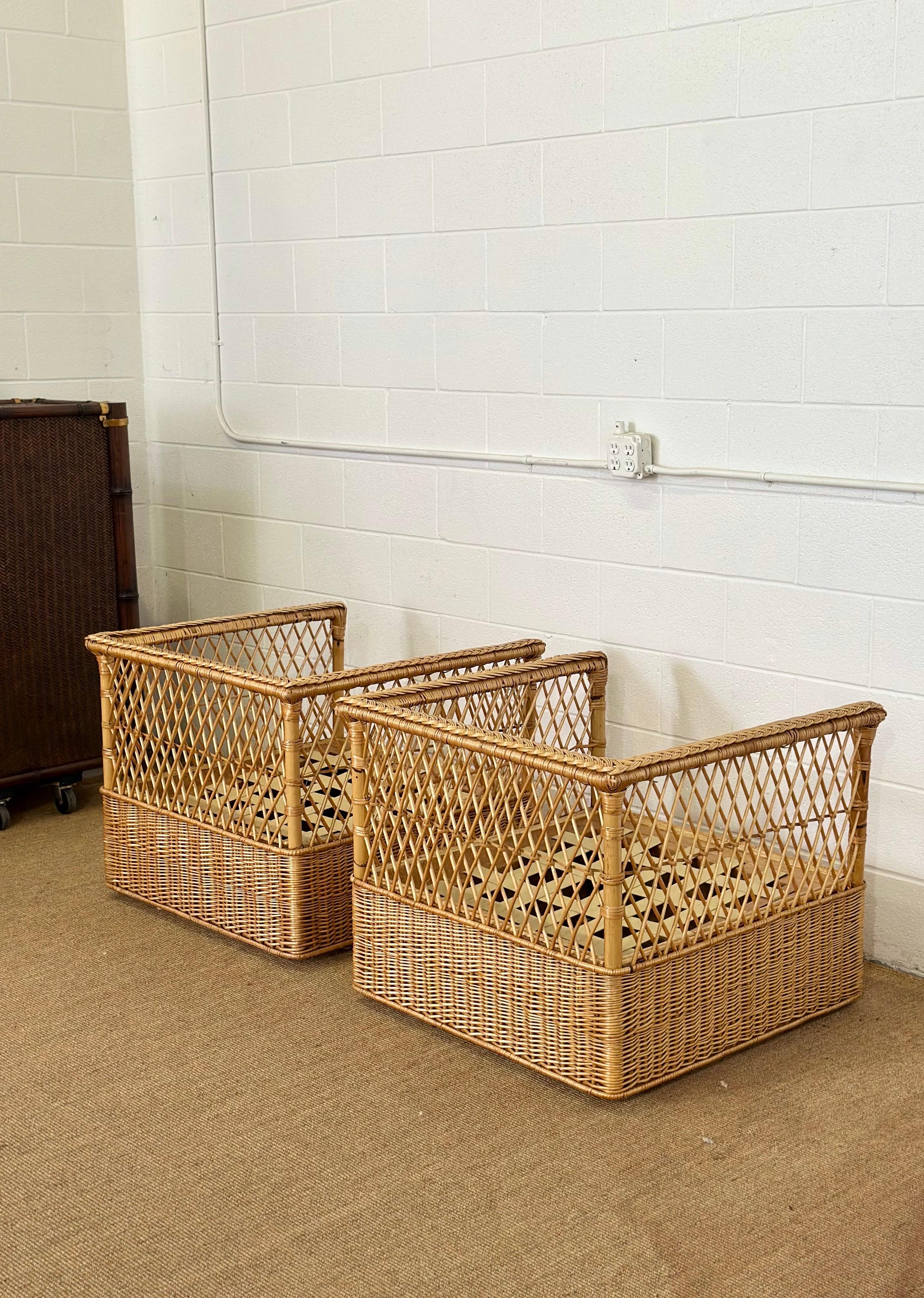 Vintage McGuire Rattan Wicker Case Lounge Chairs & Ottomans - Ein Satz von 4 im Angebot 4
