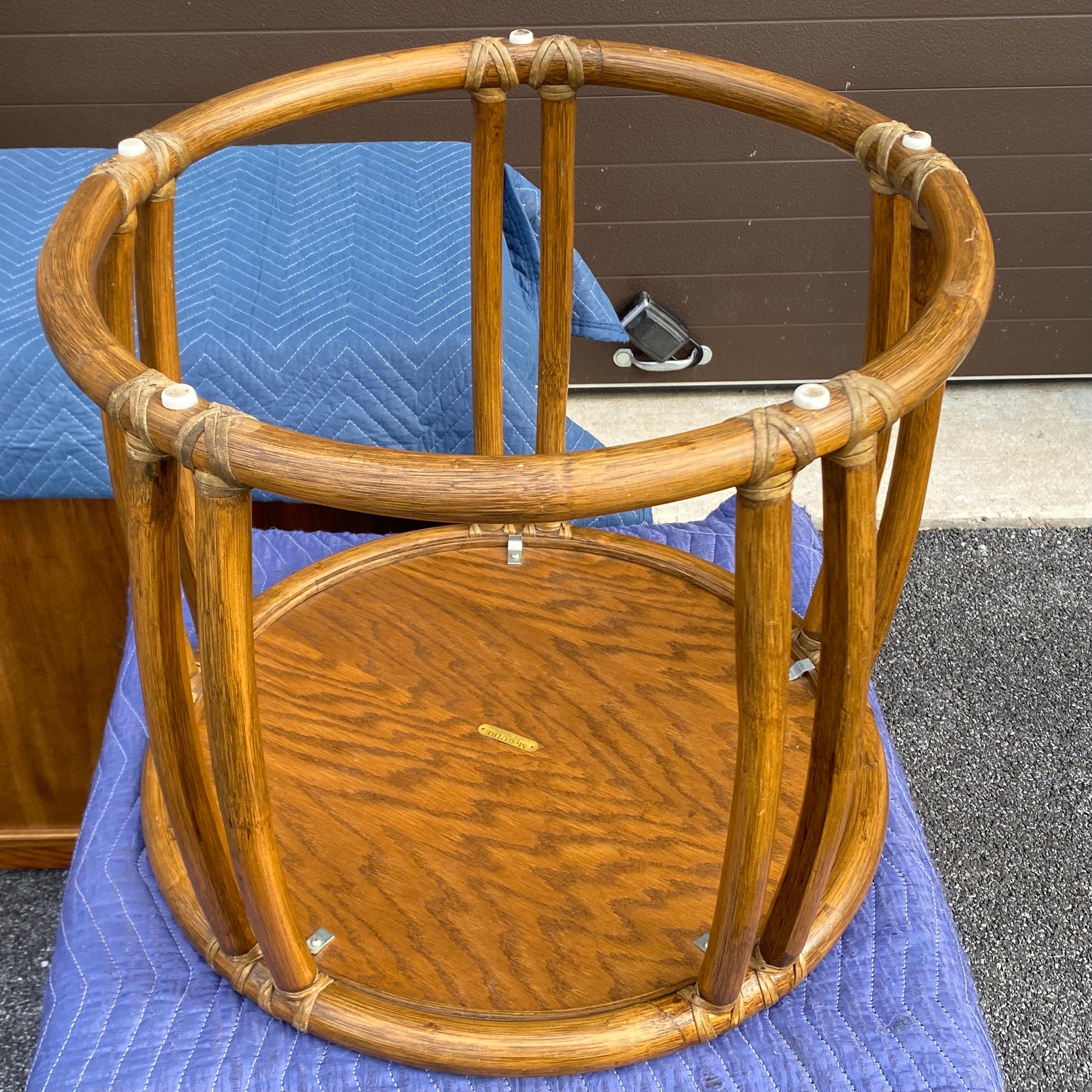 Vintage McGuire Round Drum Taboret Table Model 95x  3