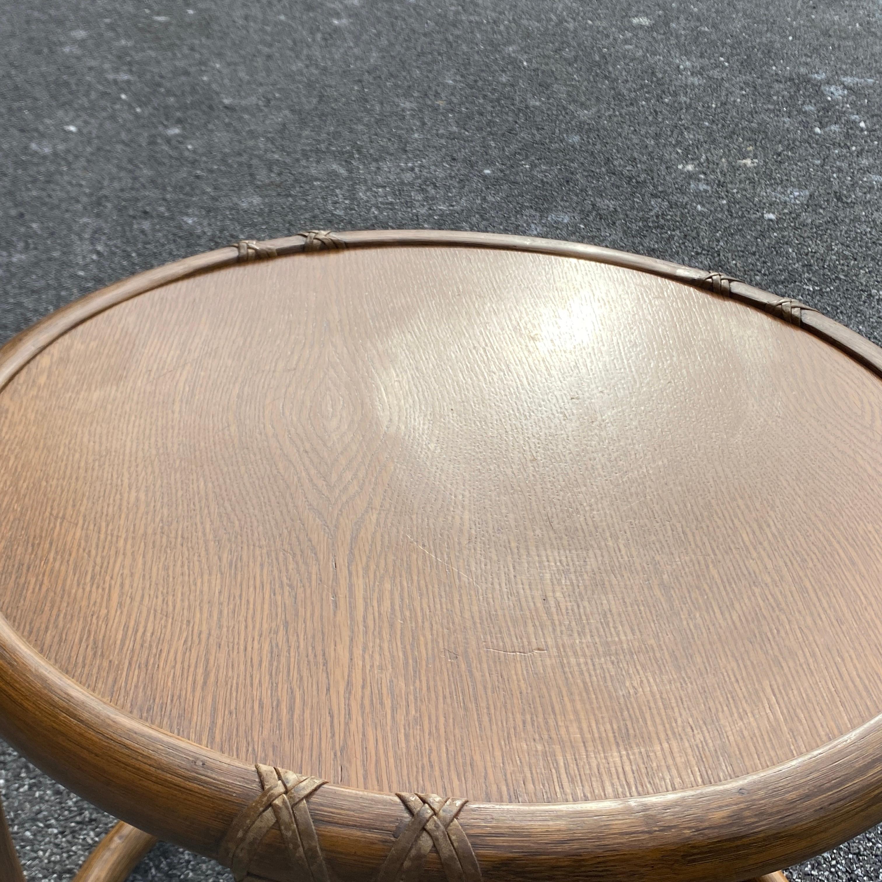 American Vintage McGuire Round Drum Taboret Table Model 95x 