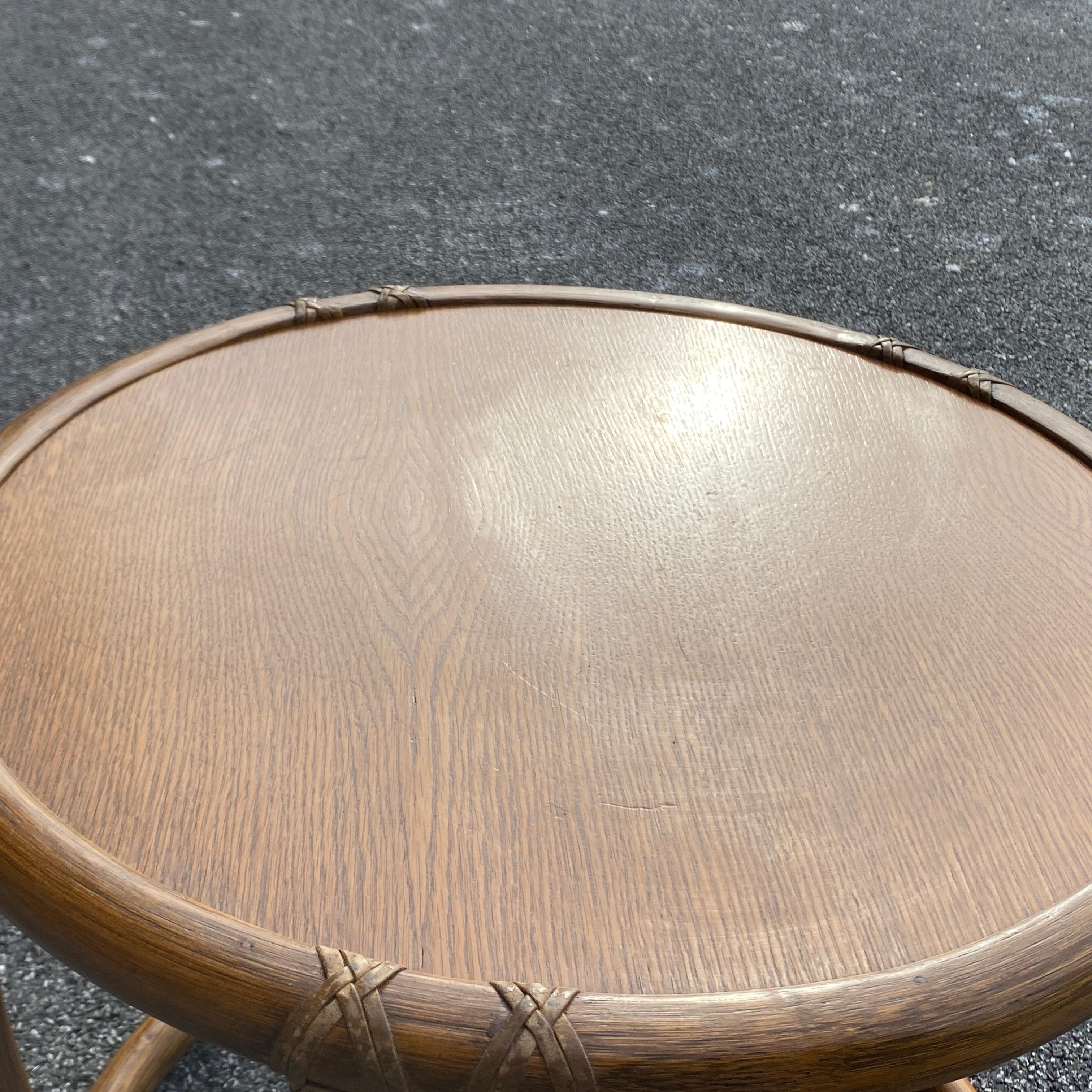 American Vintage McGuire Round Drum Taboret Table Model 95x