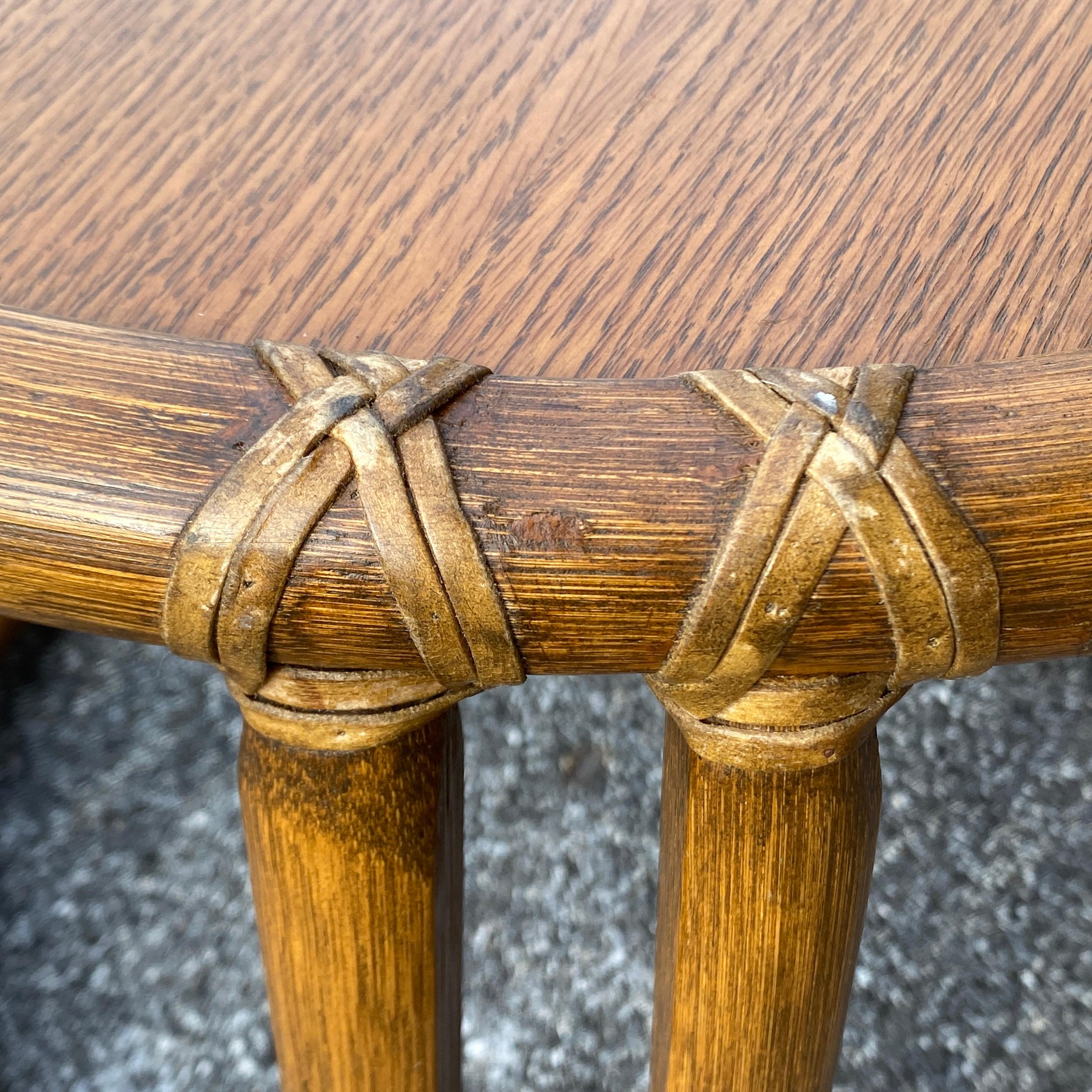 Leather Vintage McGuire Round Drum Taboret Table Model 95x