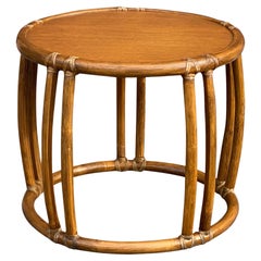 Vintage McGuire Round Drum Taboret Table Model 95x 