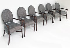 Vintage McGuire San Francisco Dining Armchairs, Upholstered Set of 6