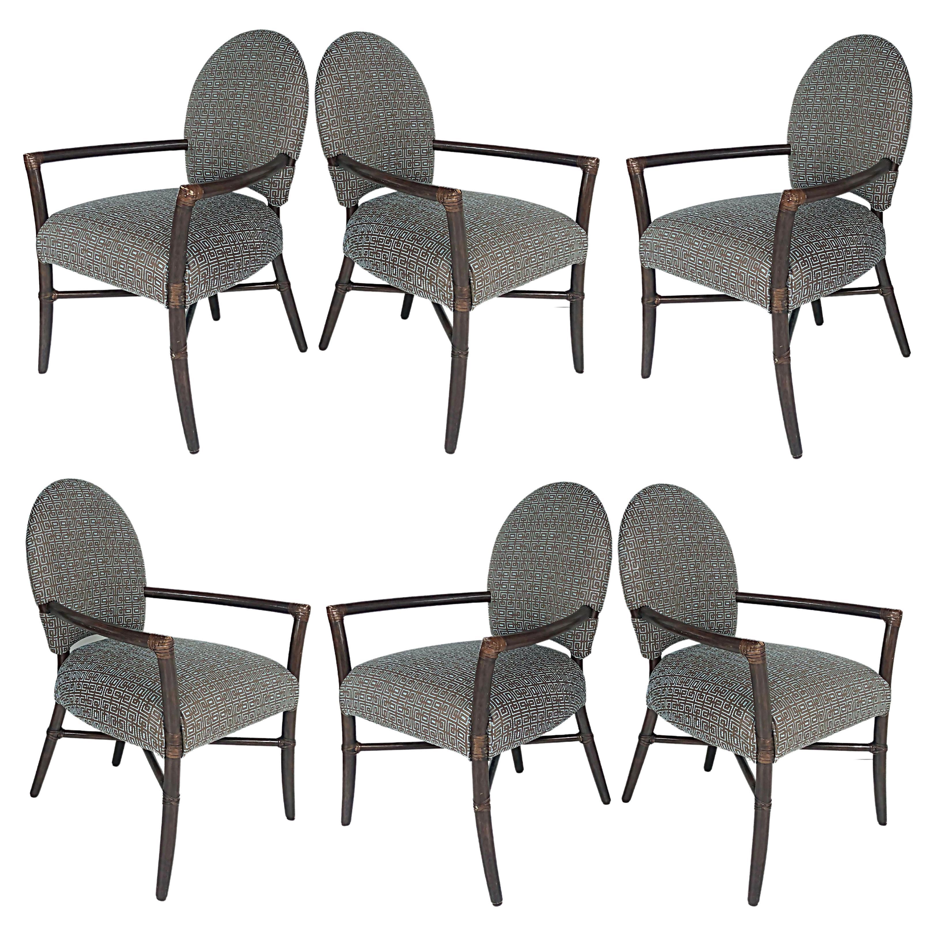 Poltrone da pranzo vintage McGuire San Francisco, set di 6 imbottite
