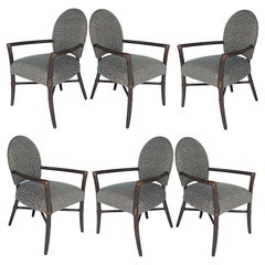 Vintage McGuire San Francisco Dining Armchairs, Upholstered Set of 6