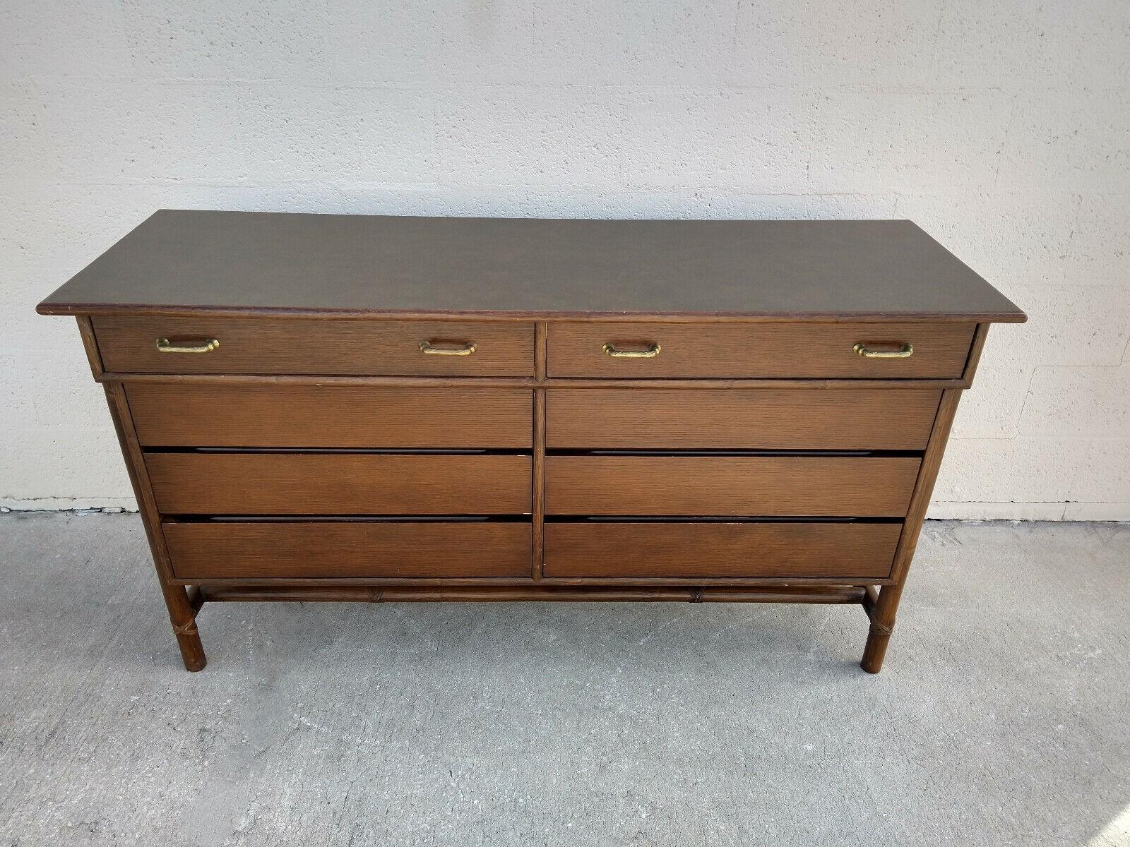 Hand-Crafted Vintage McGuire San Francisco Oak and Rattan Chest