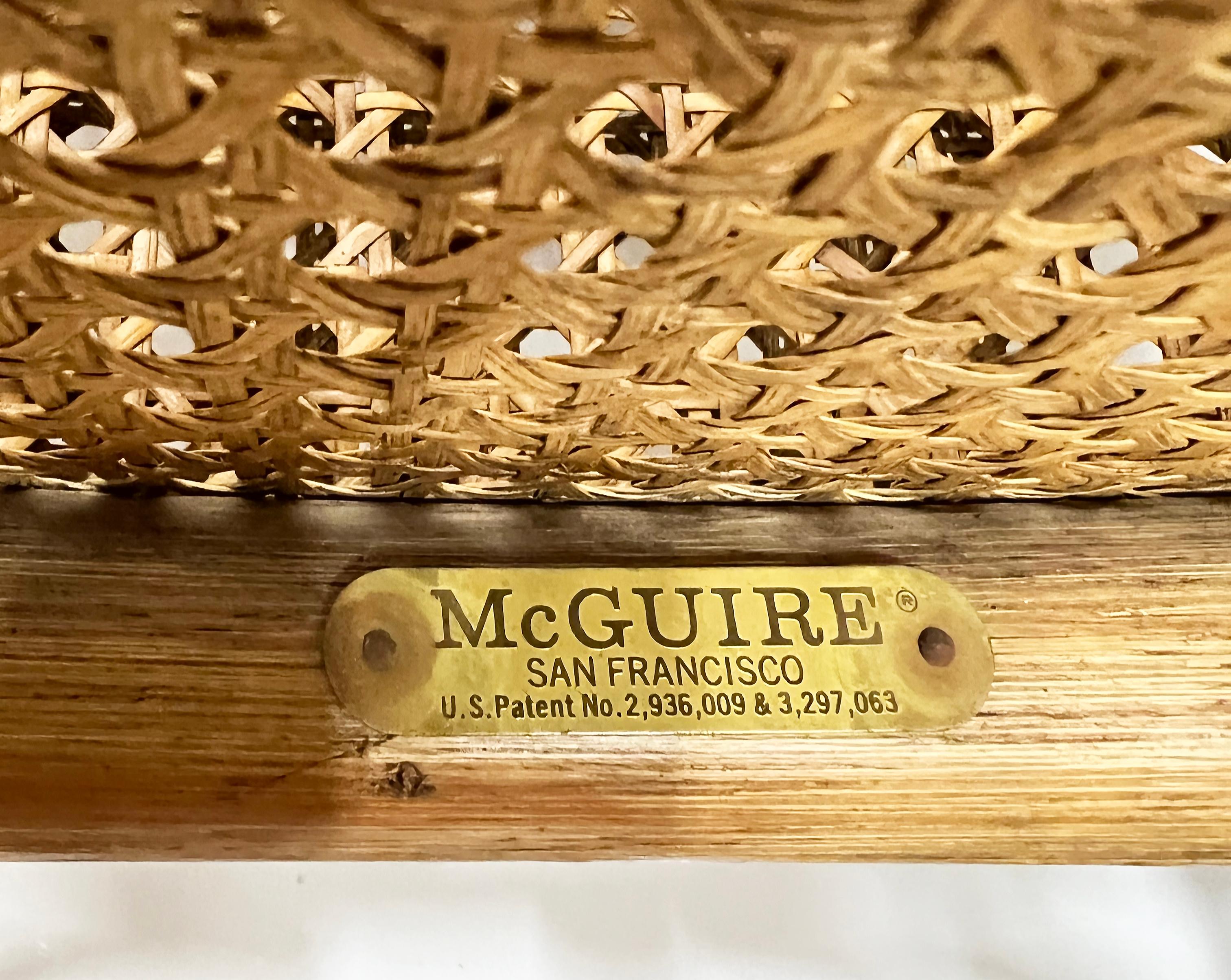 Vintage McGuire San Francisco Rattan, Woven Cane, Rawhide Armchairs, Pair 6