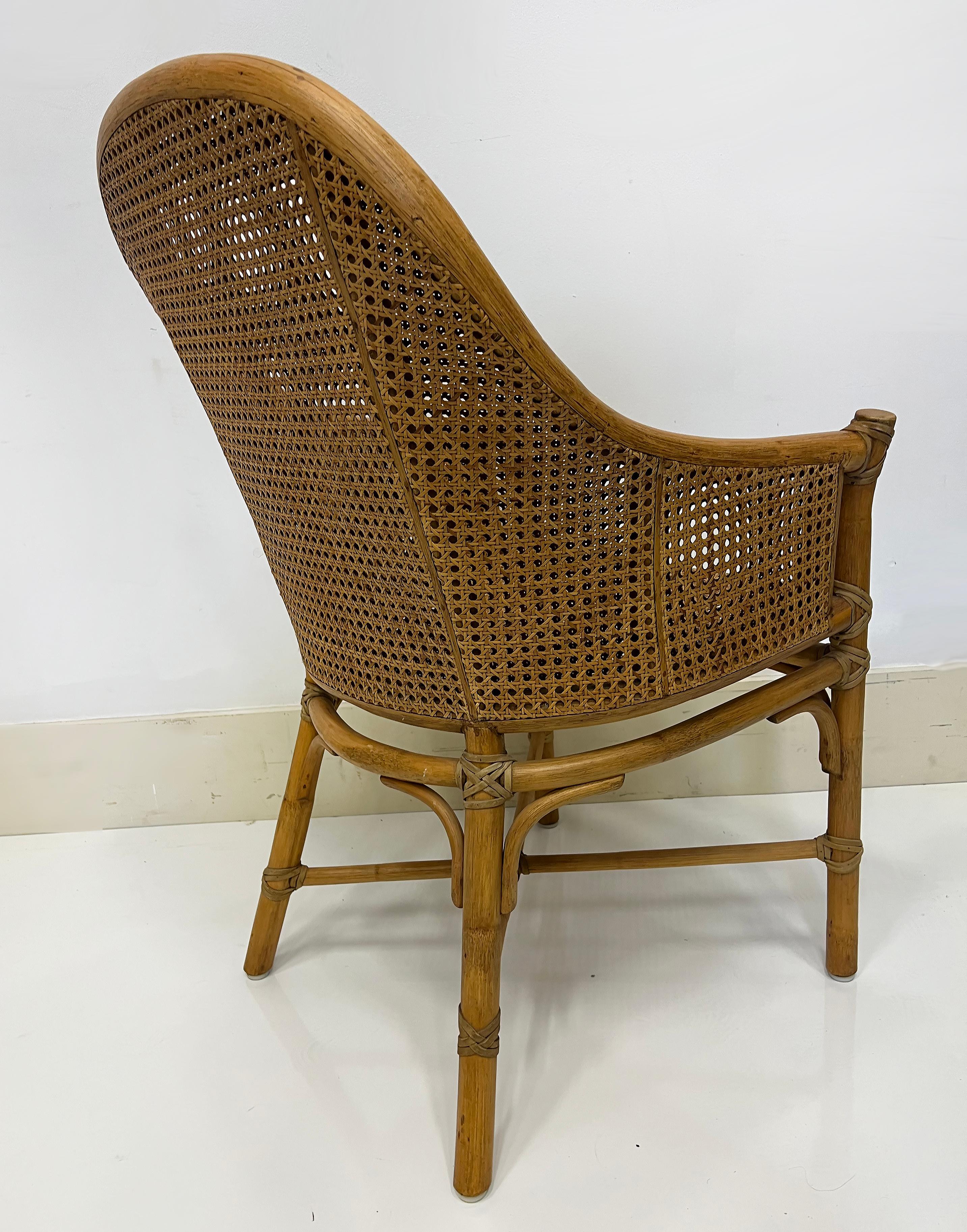 Leather Vintage McGuire San Francisco Rattan, Woven Cane, Rawhide Armchairs, Pair