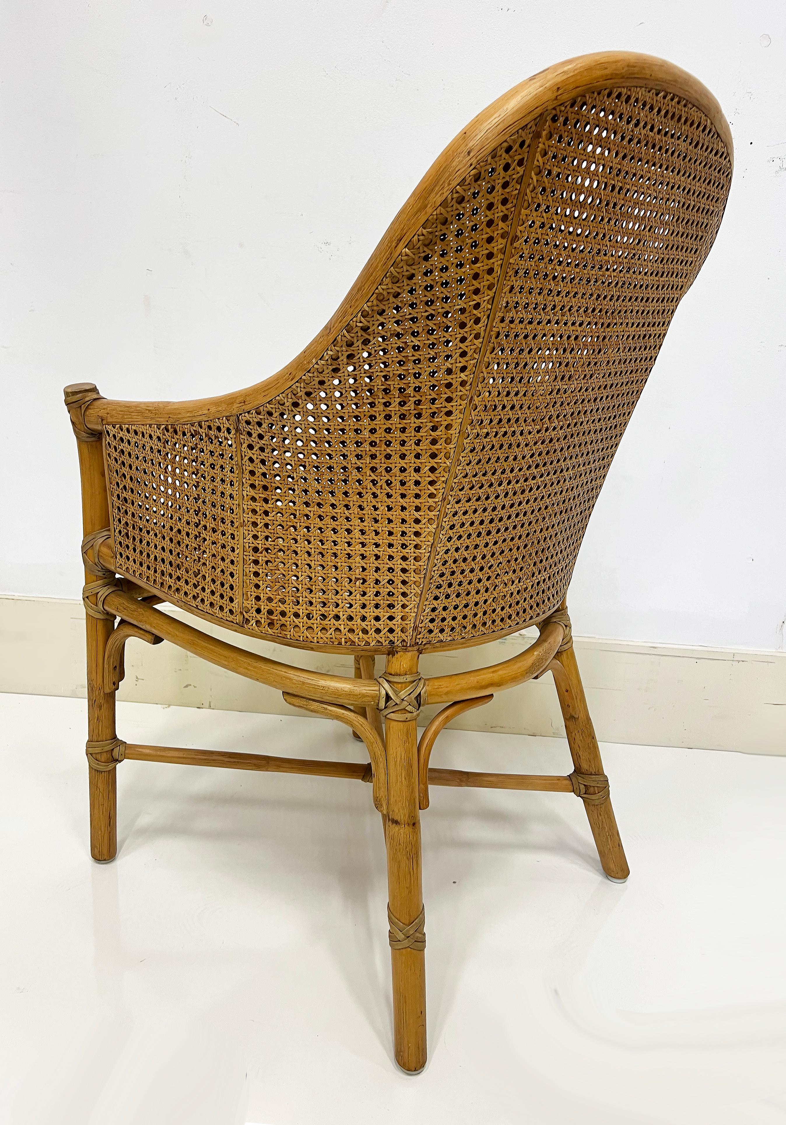 Vintage McGuire San Francisco Rattan, Woven Cane, Rawhide Armchairs, Pair 2