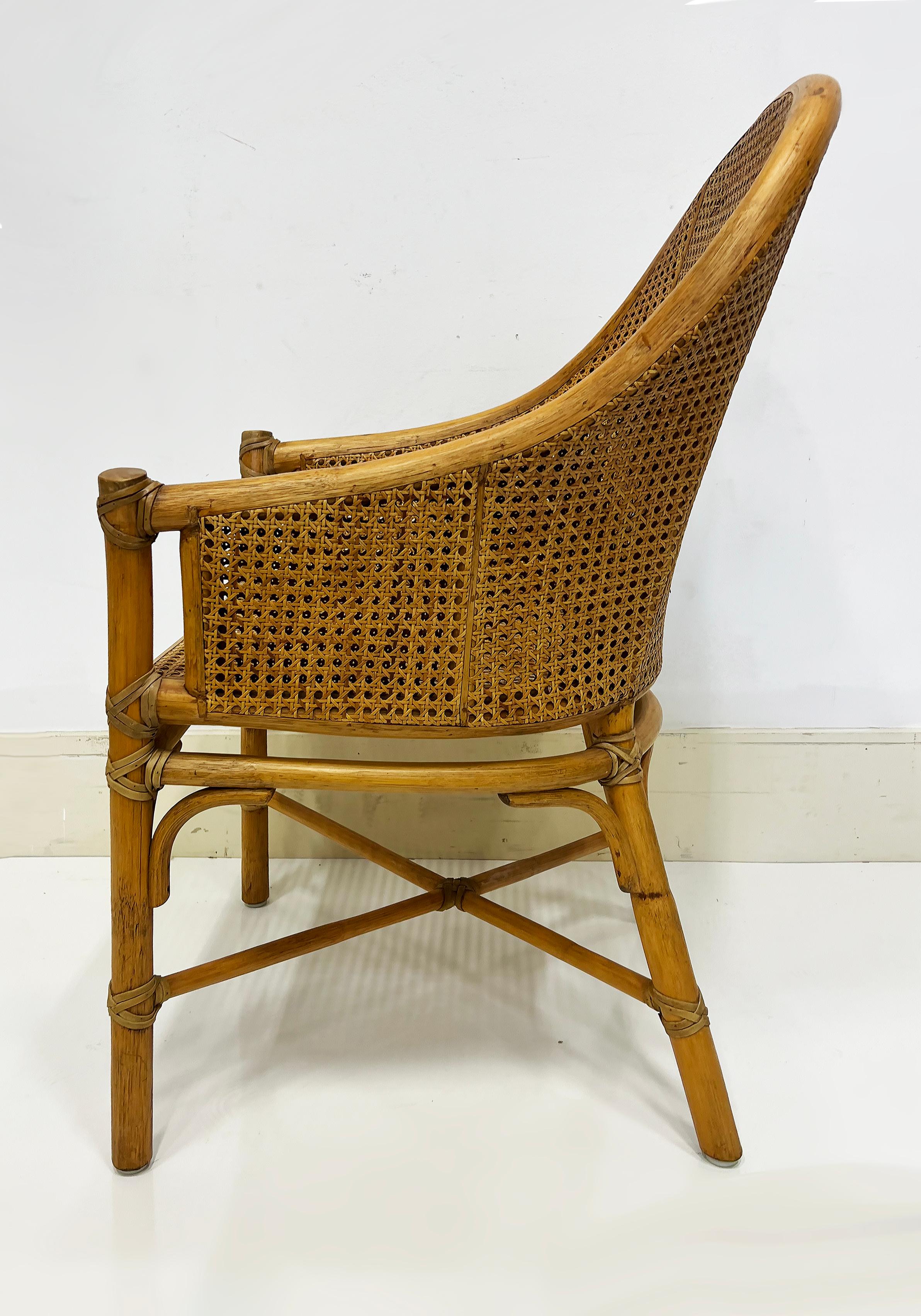 Vintage McGuire San Francisco Rattan, Woven Cane, Rawhide Armchairs, Pair 3