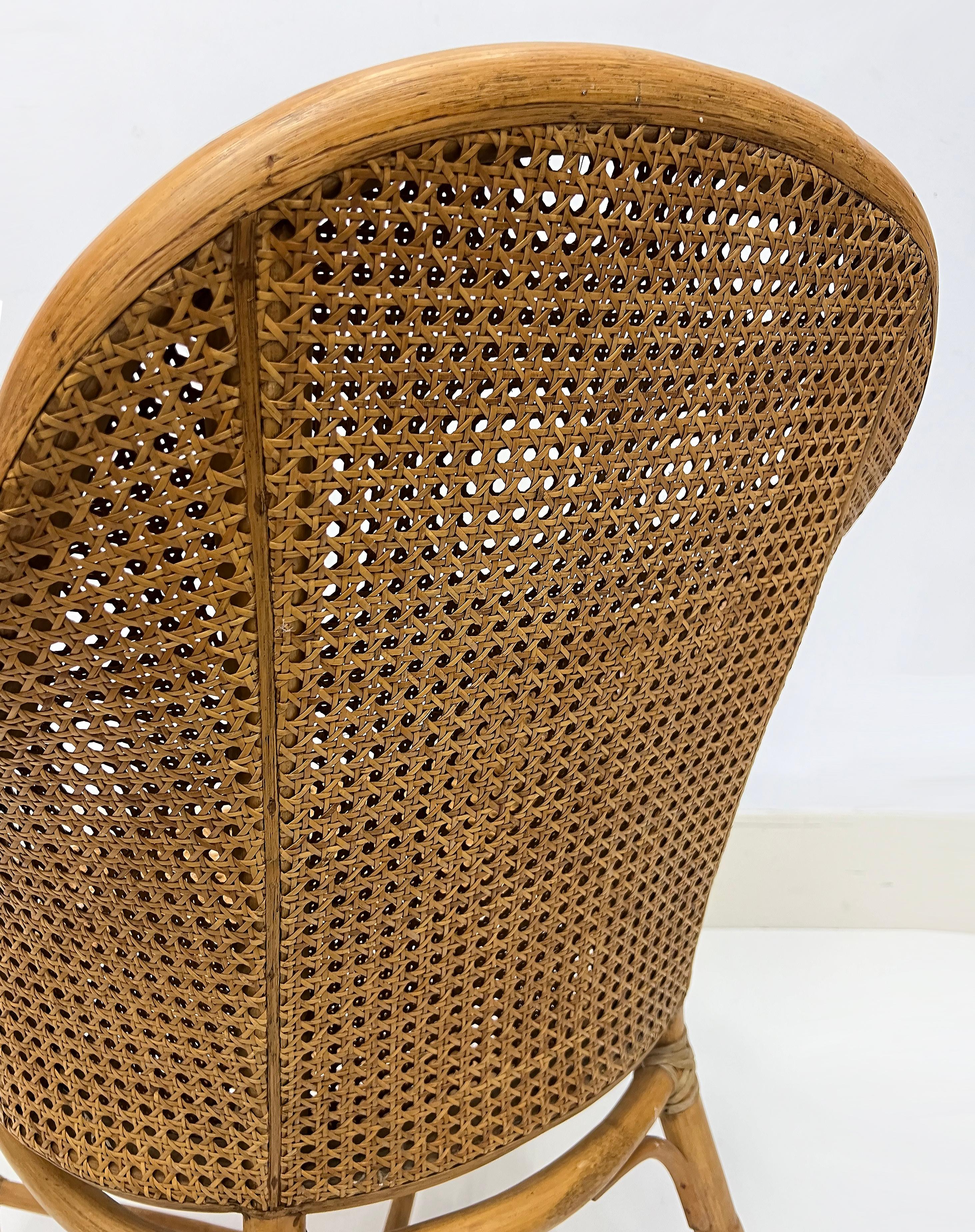 Vintage McGuire San Francisco Rattan, Woven Cane, Rawhide Armchairs, Pair 4