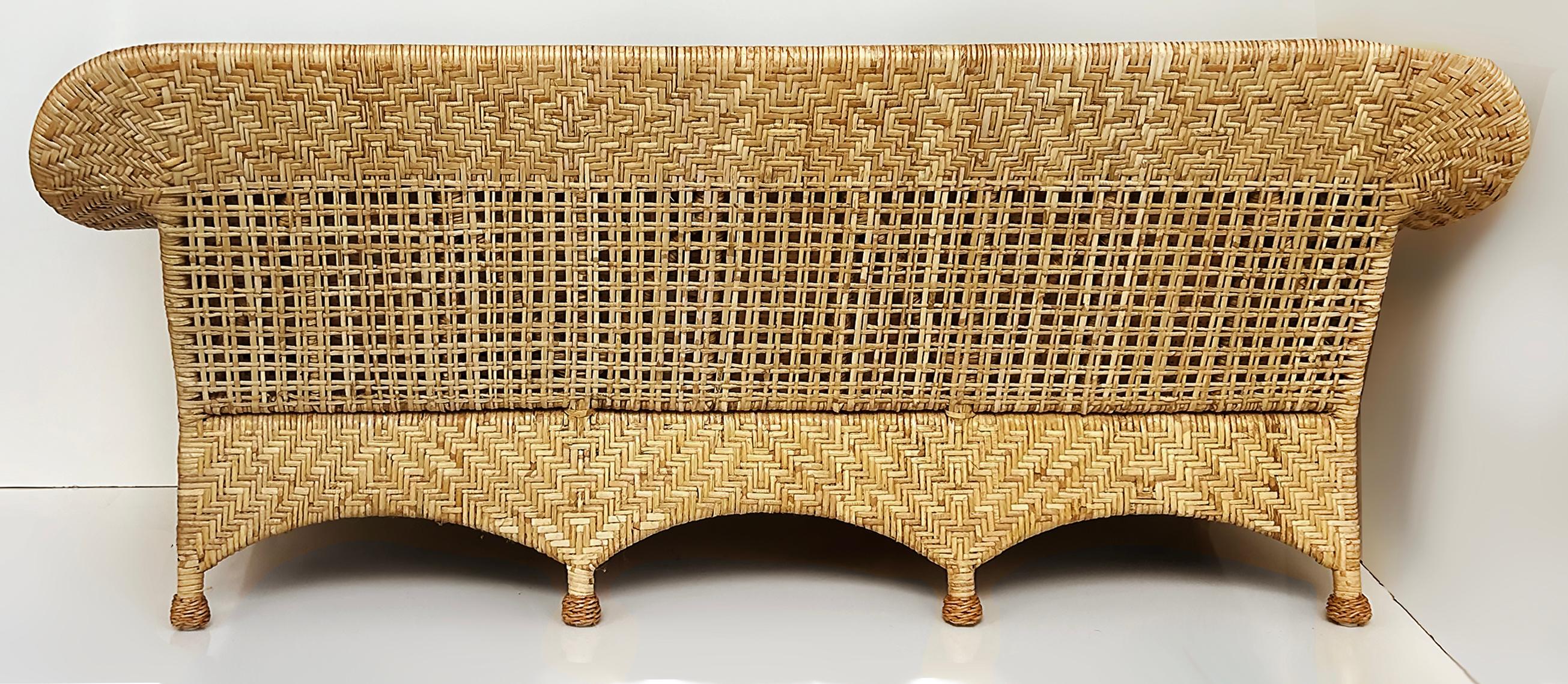 Vintage McGuire San Francisco Woven Rattan Sofa for Baker Furniture  In Good Condition In Miami, FL