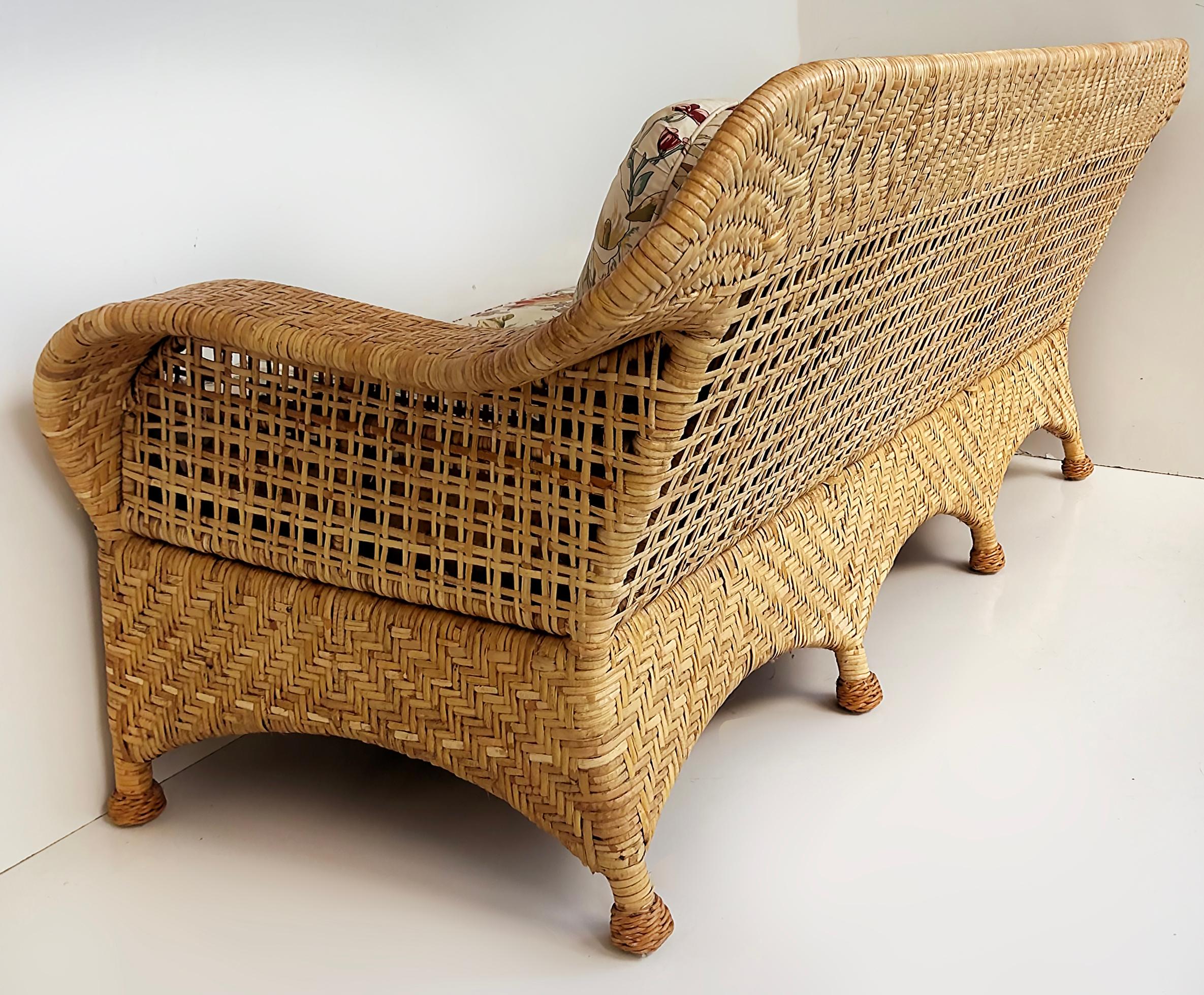 20th Century Vintage McGuire San Francisco Woven Rattan Sofa for Baker Furniture 