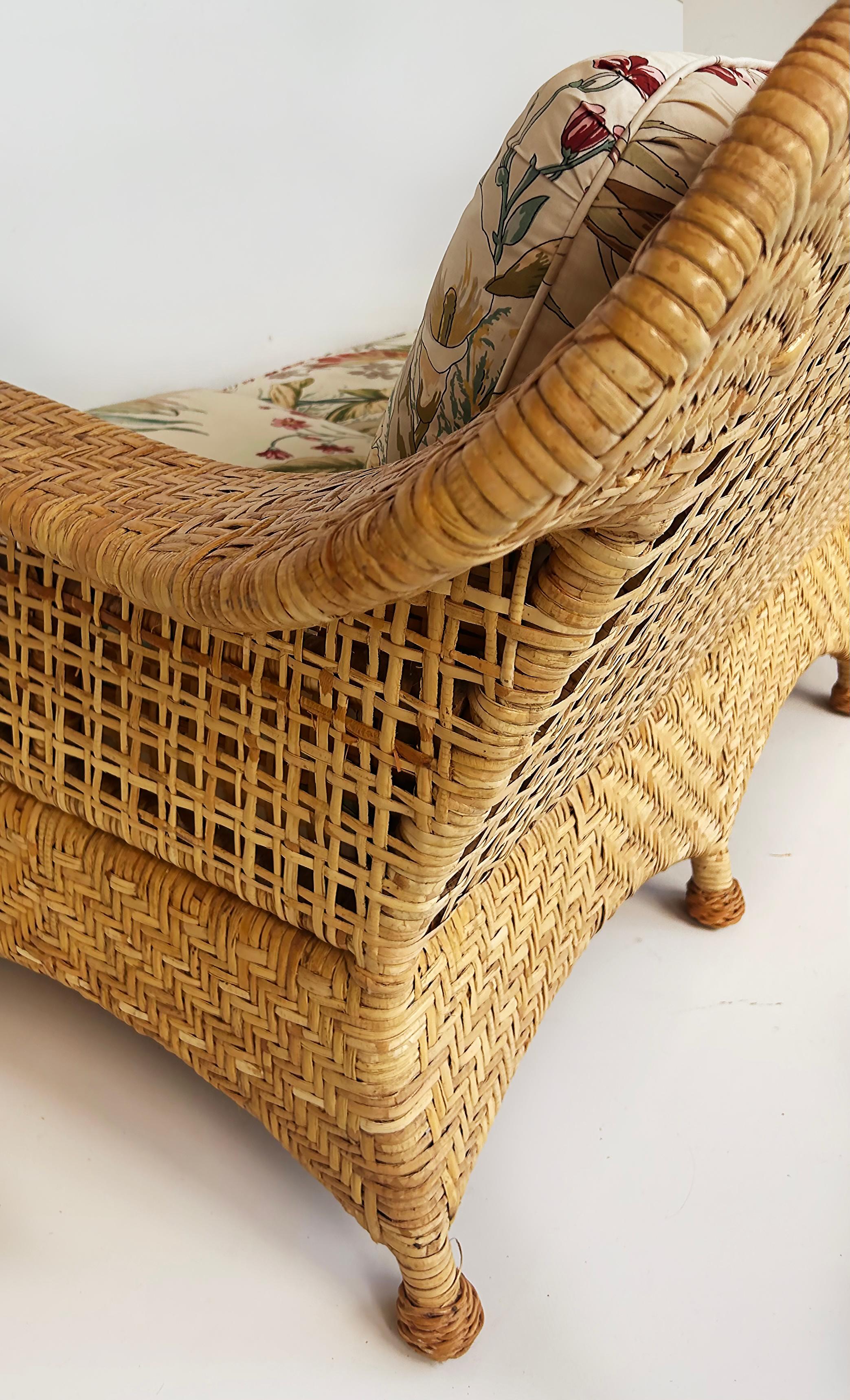 Fabric Vintage McGuire San Francisco Woven Rattan Sofa for Baker Furniture 