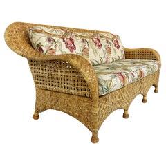 Vintage McGuire San Francisco Woven Rattan Sofa for Baker Furniture 