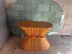 Vintage McGuire “ Sheaf of Wheat “ Bamboo And Glass Top dining room Table