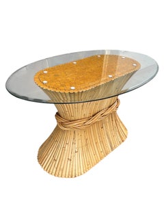 Vintage McGuire "Sheaf of Wheat" Oval Center Table, San Francisco, California.