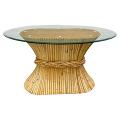 Vintage McGuire "Sheaf of Wheat" Oval Center Table, San Francisco, California.