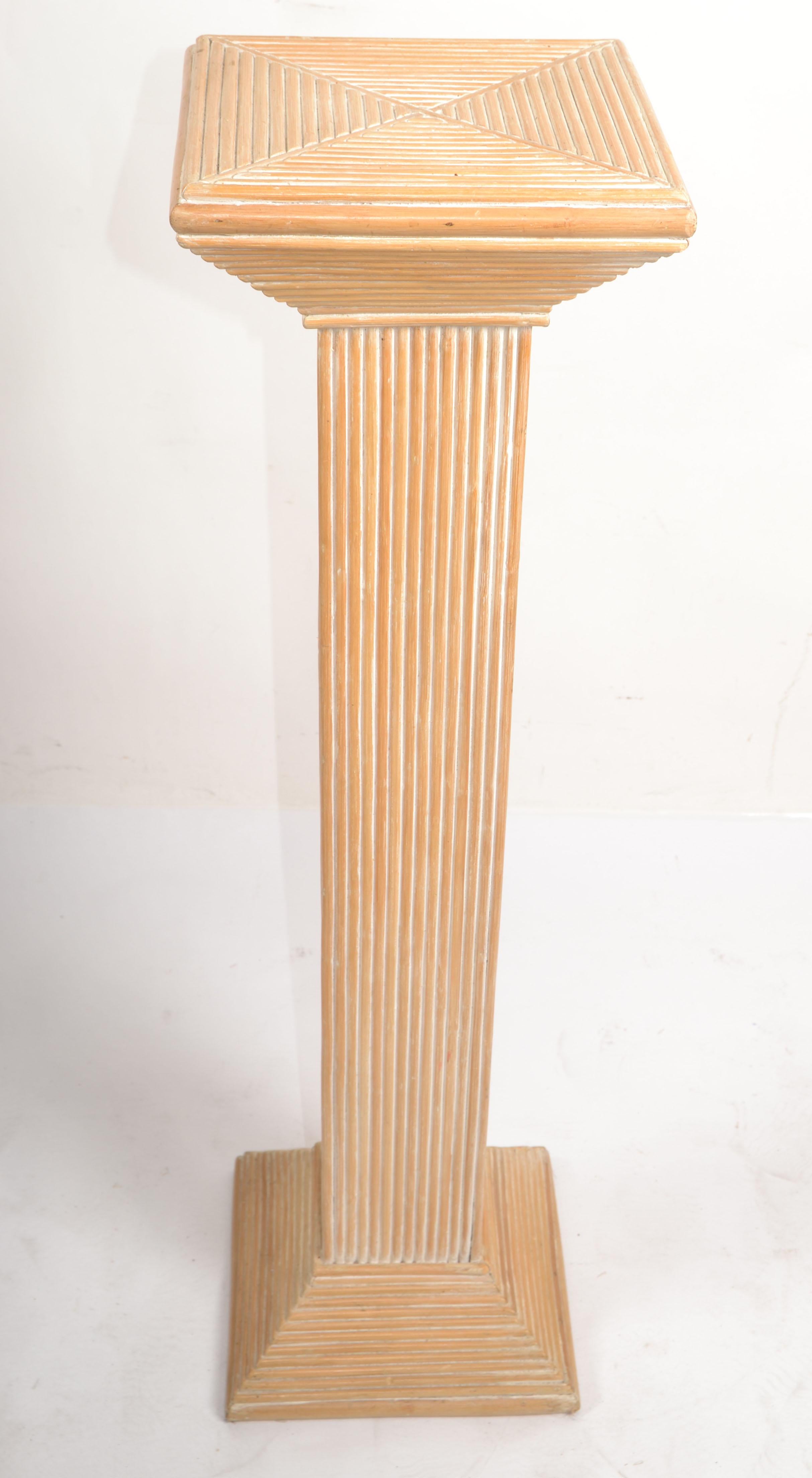 Vintage McGuire Style Bohemian Chic Pencil Reed Pedestal Column Mediterranean  For Sale 7