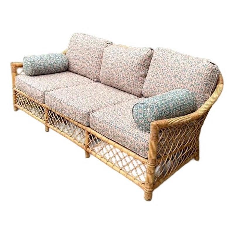 Vintage McGuire Trellis Sofa in Sister Parrish Upholstery