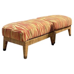 Vintage McGuire Wrapped Rattan Ottomans - A Pair