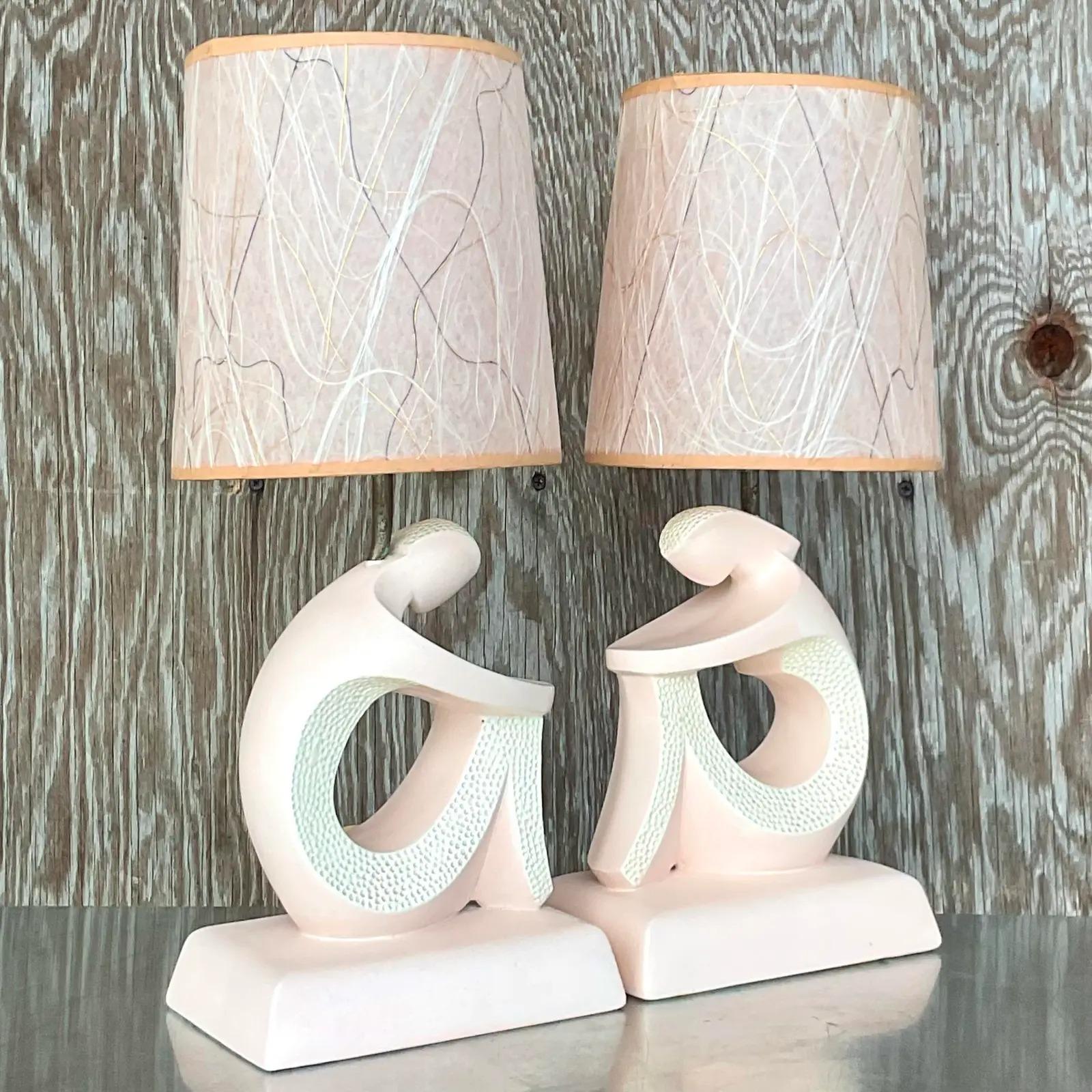 Vintage MCM 1950s Frederick Weinberg Sculptural Figure Lamps - a Pair In Good Condition For Sale In west palm beach, FL