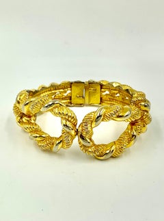 Vintage MCM 1960s Kenneth Jay Lane Nautical Rope Twist Cuff Bracelet