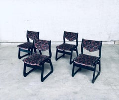 Vintage MCM 1970's Set of 4 Black Stained Wood Dining Chairs