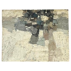 Vintage MCM Abstract 1959 Signed Original Oil on Canvas