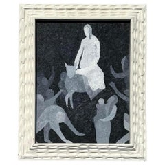 Vintage MCM Abstract Figural Original Oil on Board