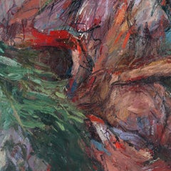 Vintage MCM Abstract Oil On Canvas Painting Of A Nude Woman Signed c1960