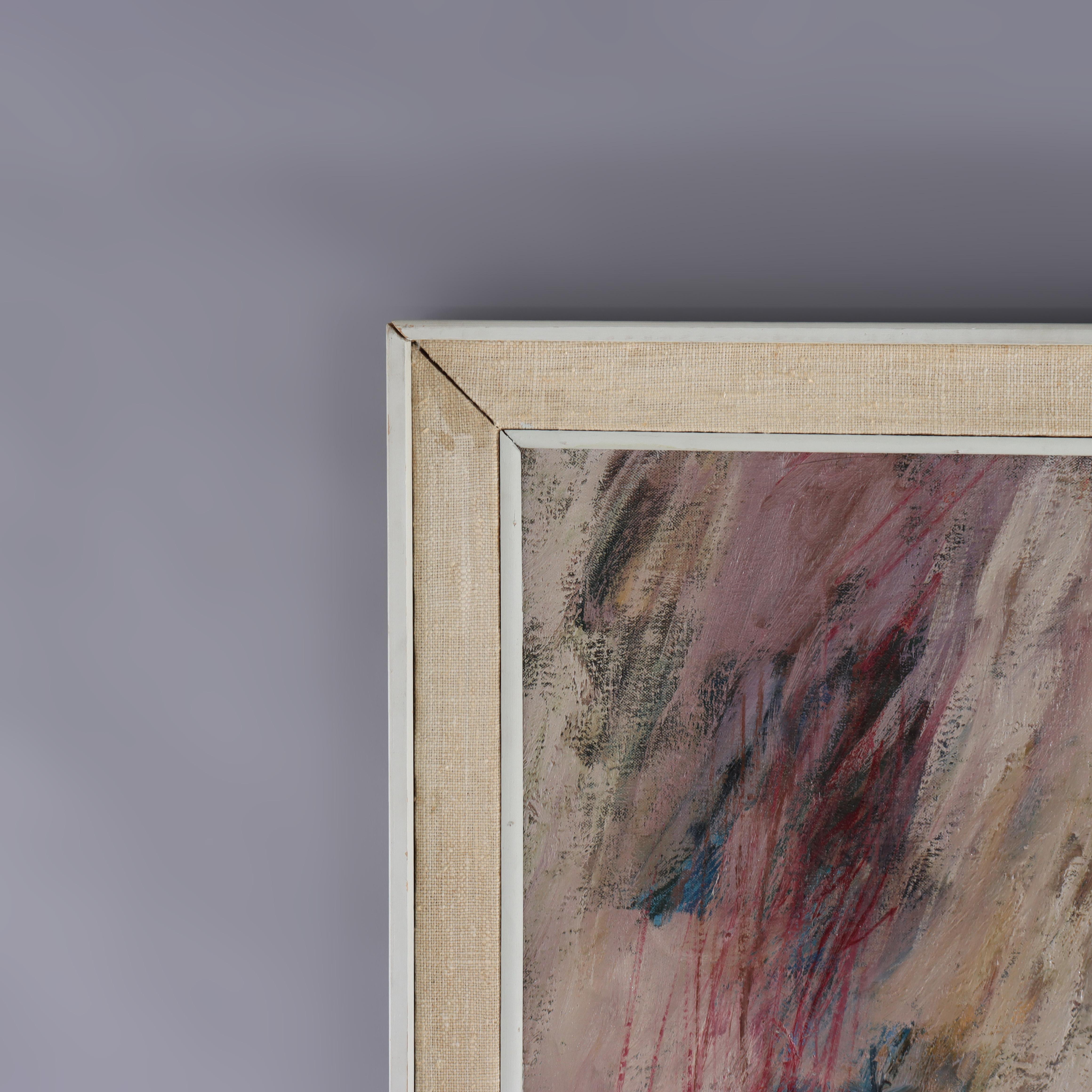 Vintage MCM abstrakte Öl auf Leinwand Gemälde einer nackten Frau signiert c1960 im Angebot 3