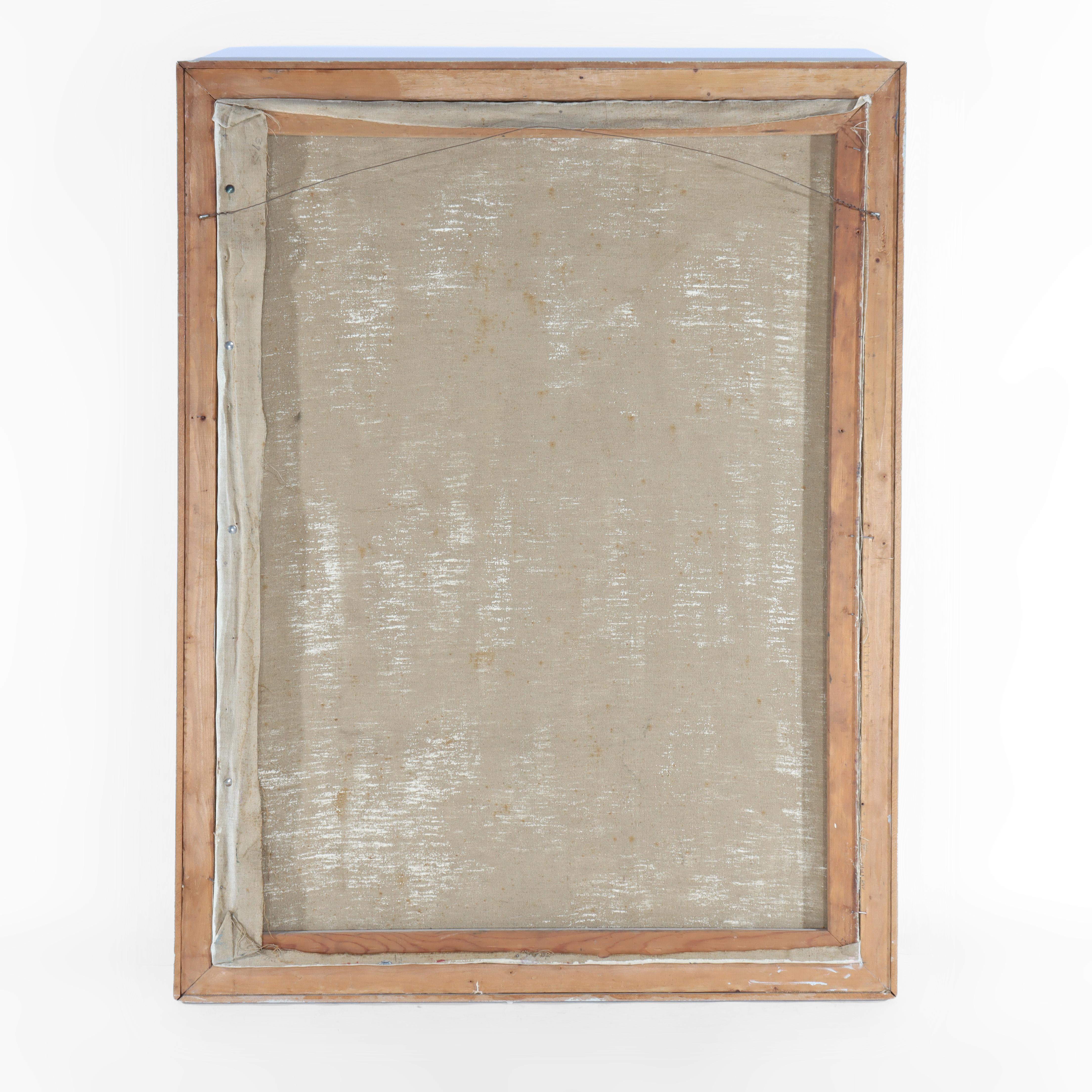 Vintage MCM abstrakte Öl auf Leinwand Gemälde einer nackten Frau signiert c1960 im Angebot 5