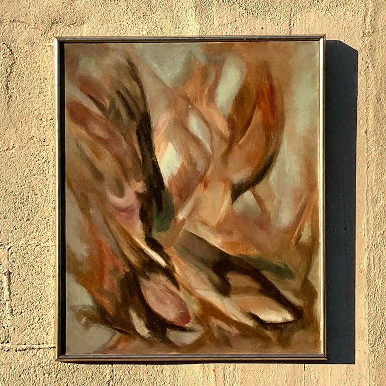 Vintage Mcm Abstract Original Oil Painting For Sale at 1stDibs