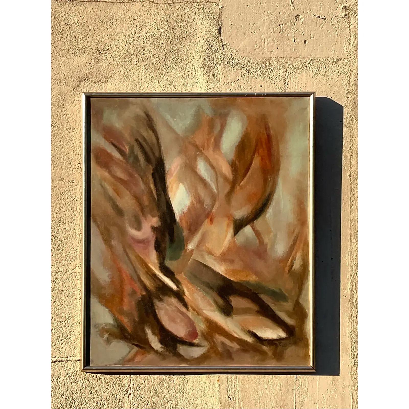 Vintage Mcm Abstract Original Oil Painting For Sale 4