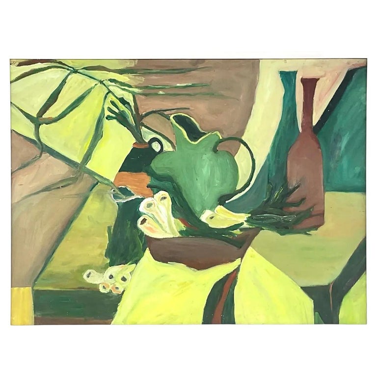 Vintage MCM Abstract Original Oil Painting For Sale at 1stDibs