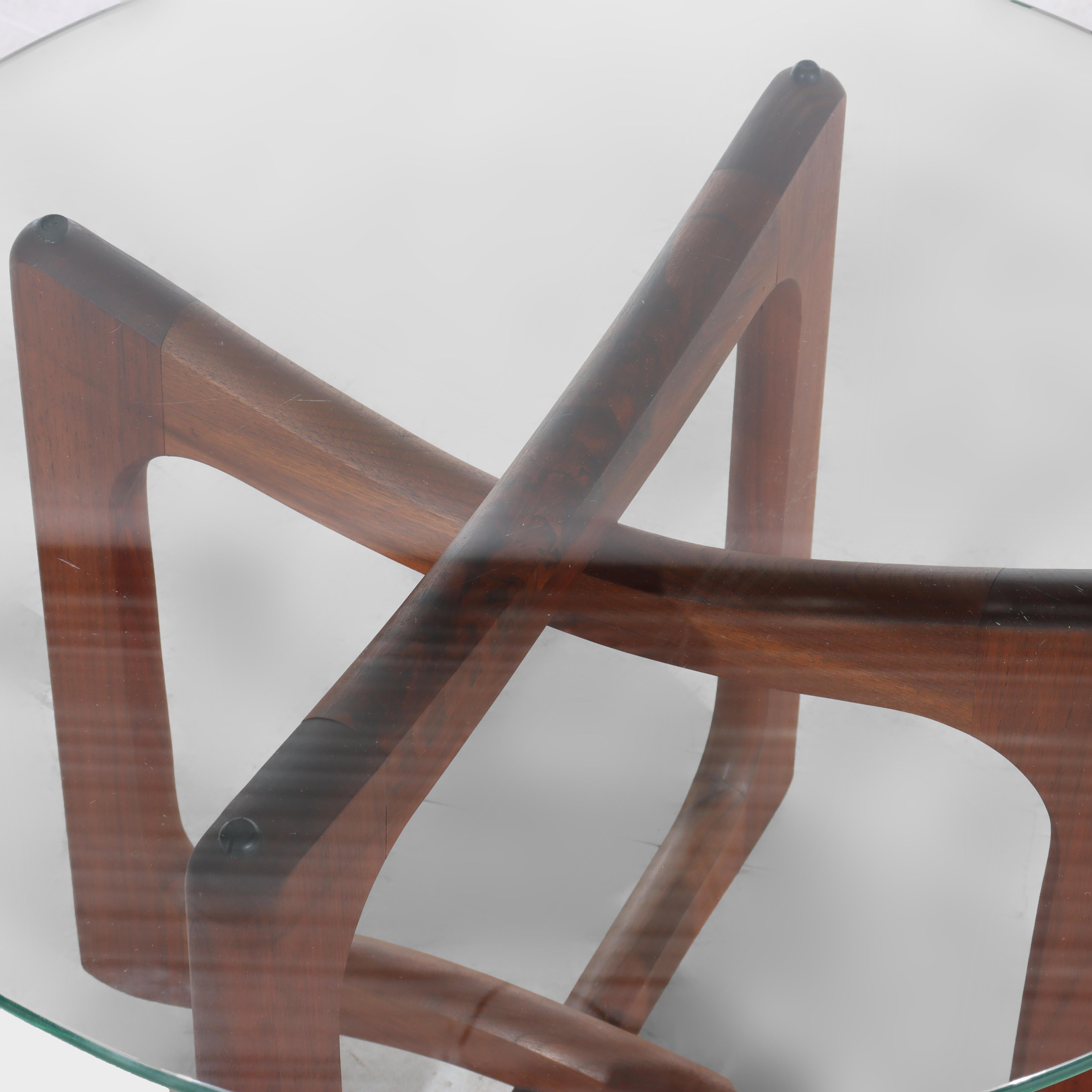 Table d'appoint vintage MCM Adrian Pearsall en teck et verre C1960 Bon état - En vente à Big Flats, NY