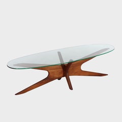 Vintage MCM Adrian Pearsal Teak & Glass Surfboard Coffee Table c1960