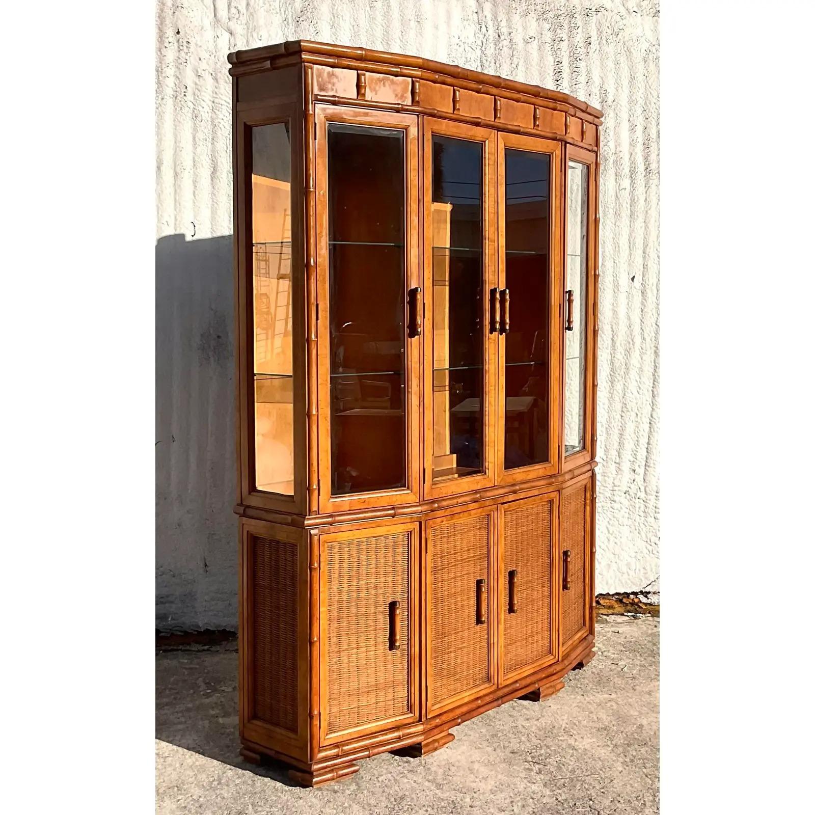 vintage bamboo china cabinet