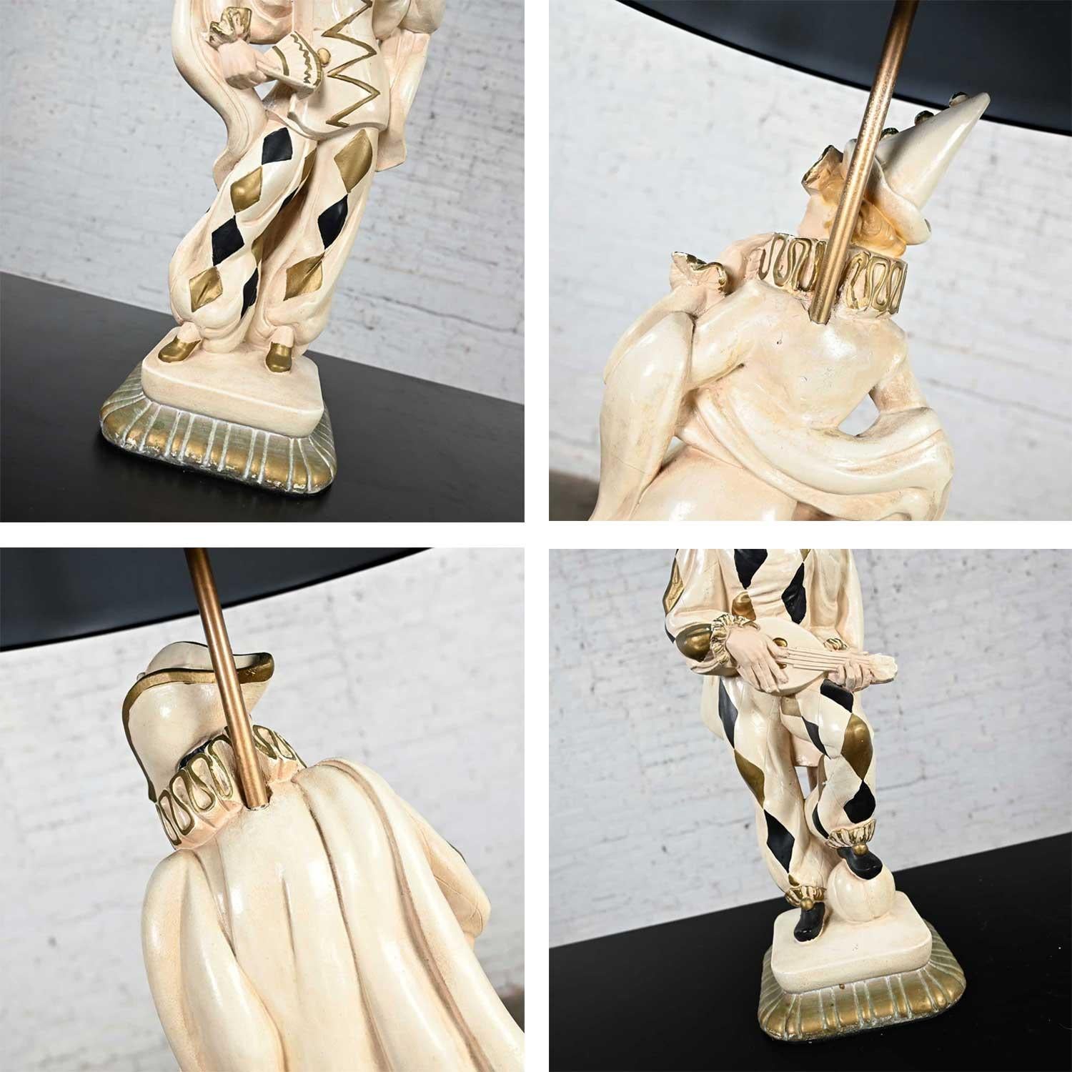 Vintage MCM Art Deco Figural Jester Harlequin Lampes de table Style of Marbro Paire en vente 10