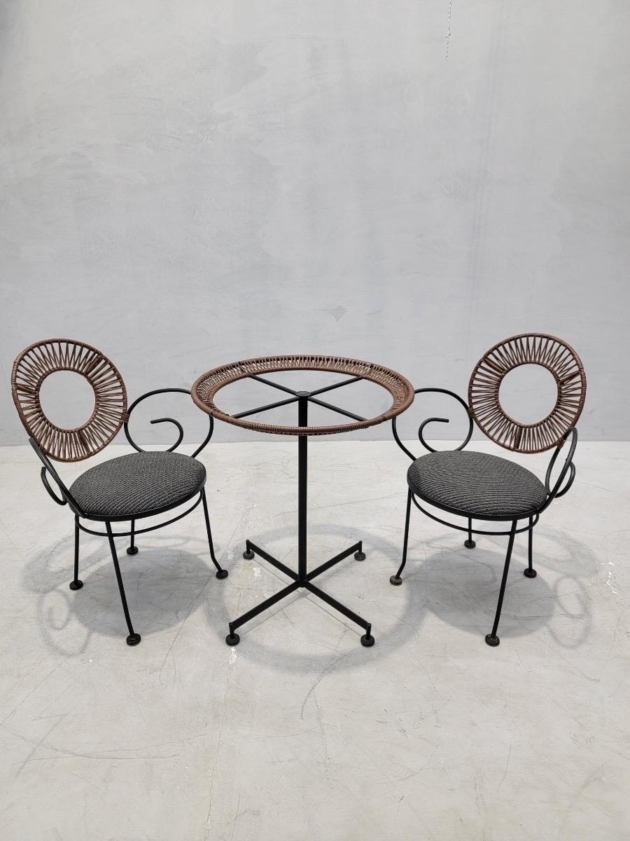 20th Century Vintage MCM Arthur Umanoff for Shaver Howard Style Bistro Table & 2 Chairs