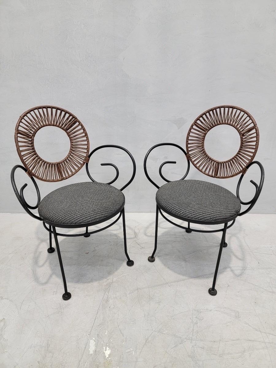 Raffia Vintage MCM Arthur Umanoff for Shaver Howard Style Bistro Table & 2 Chairs
