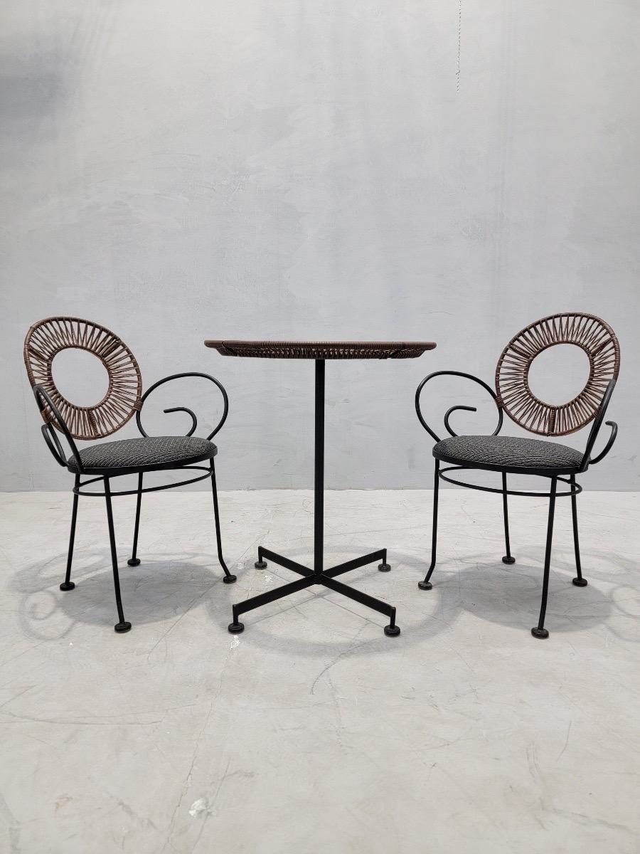 Vintage MCM Arthur Umanoff for Shaver Howard Style Bistro Table & 2 Chairs 1