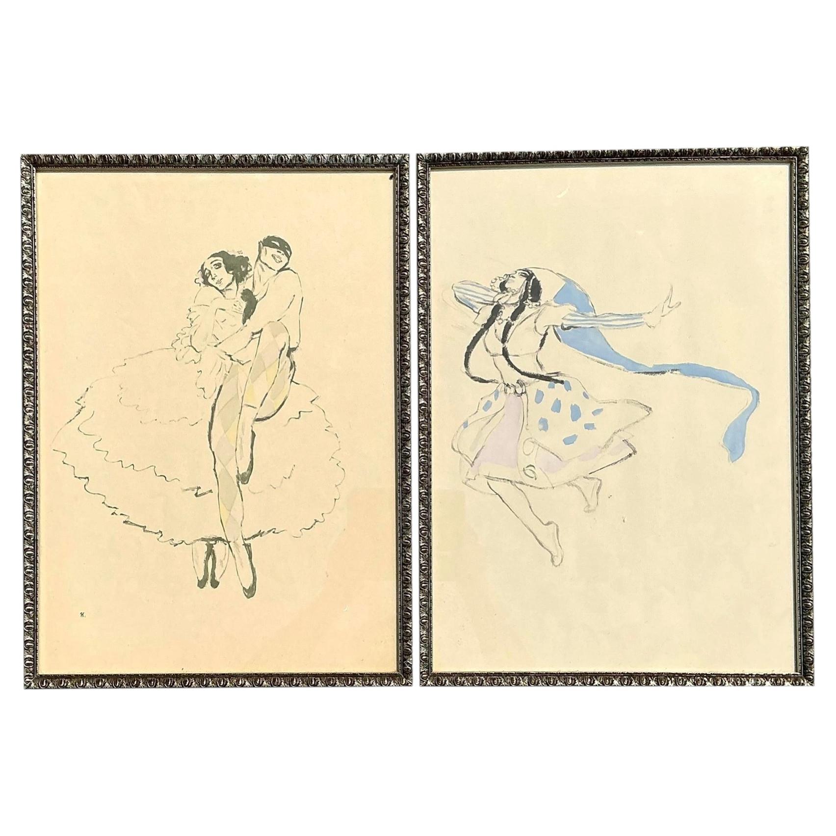Stampe vintage di MCM Ballet Ruese - Set di 2