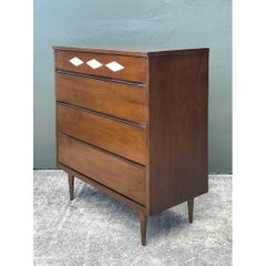 Vintage MCM Bassett Interchangeable Diamond Tall Chest of Drawers