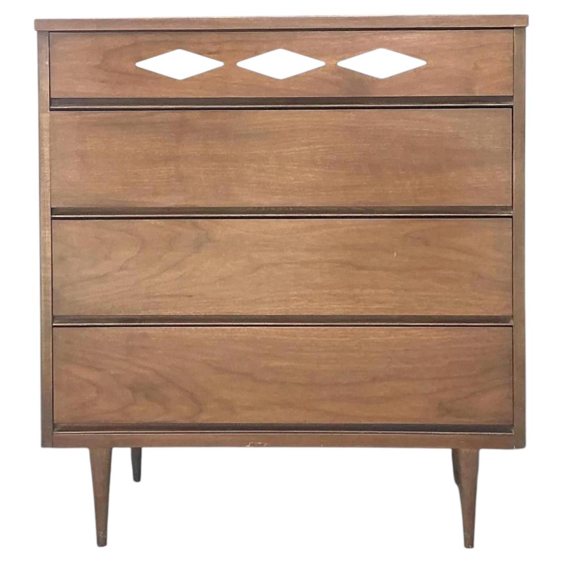 Vintage MCM Bassett Interchangeable Diamond Tall Chest of Drawers For Sale