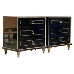 Retro MCM Black Lacquer Nightstands After American of Martinsville