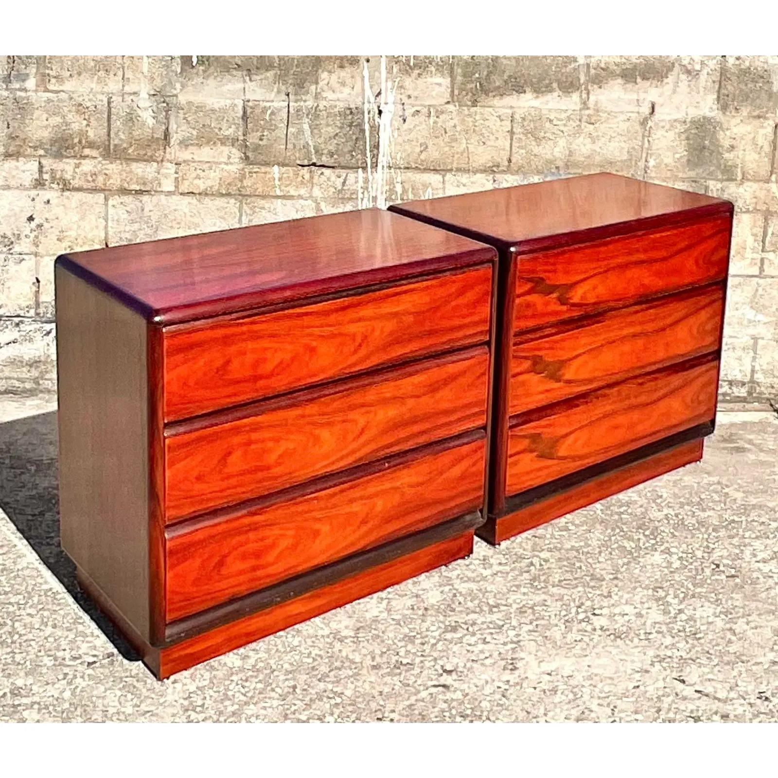 Vintage Mid-Century Modern Brouer Rosewood Chest of Drawers - a Pair In Good Condition For Sale In west palm beach, FL