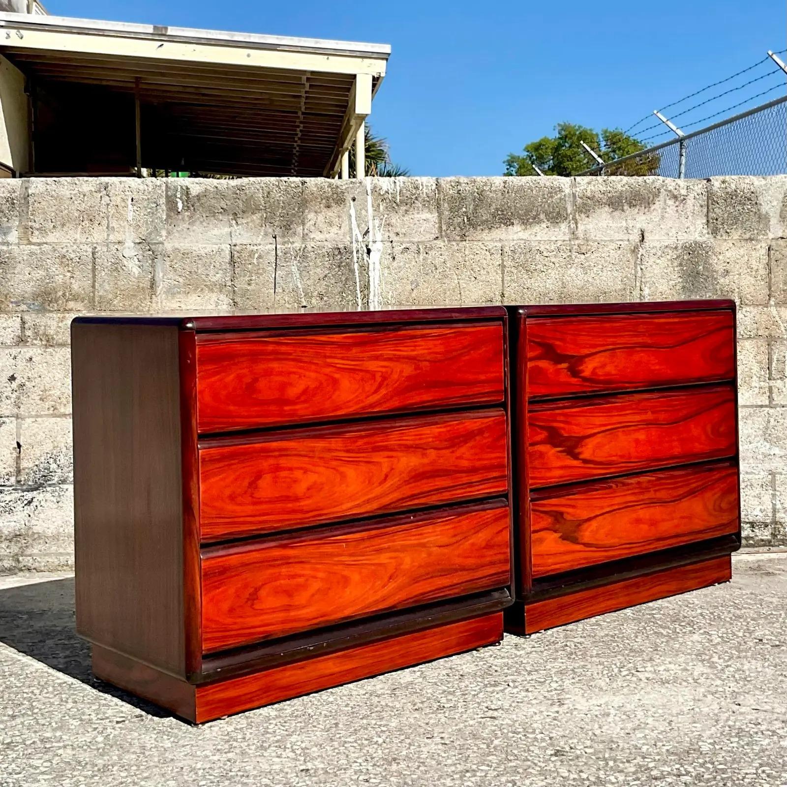 20th Century Vintage Mid-Century Modern Brouer Rosewood Chest of Drawers - a Pair For Sale